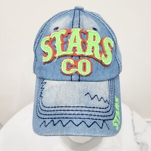 2/$20 Y2K Blue & Green Denim Cap Hat Adjustable Size